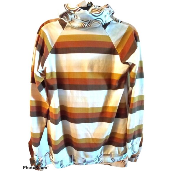 Retro Rainbow Sweatshirt Size S Better Together Drawstring Cowl Neckline - Picture 3 of 5